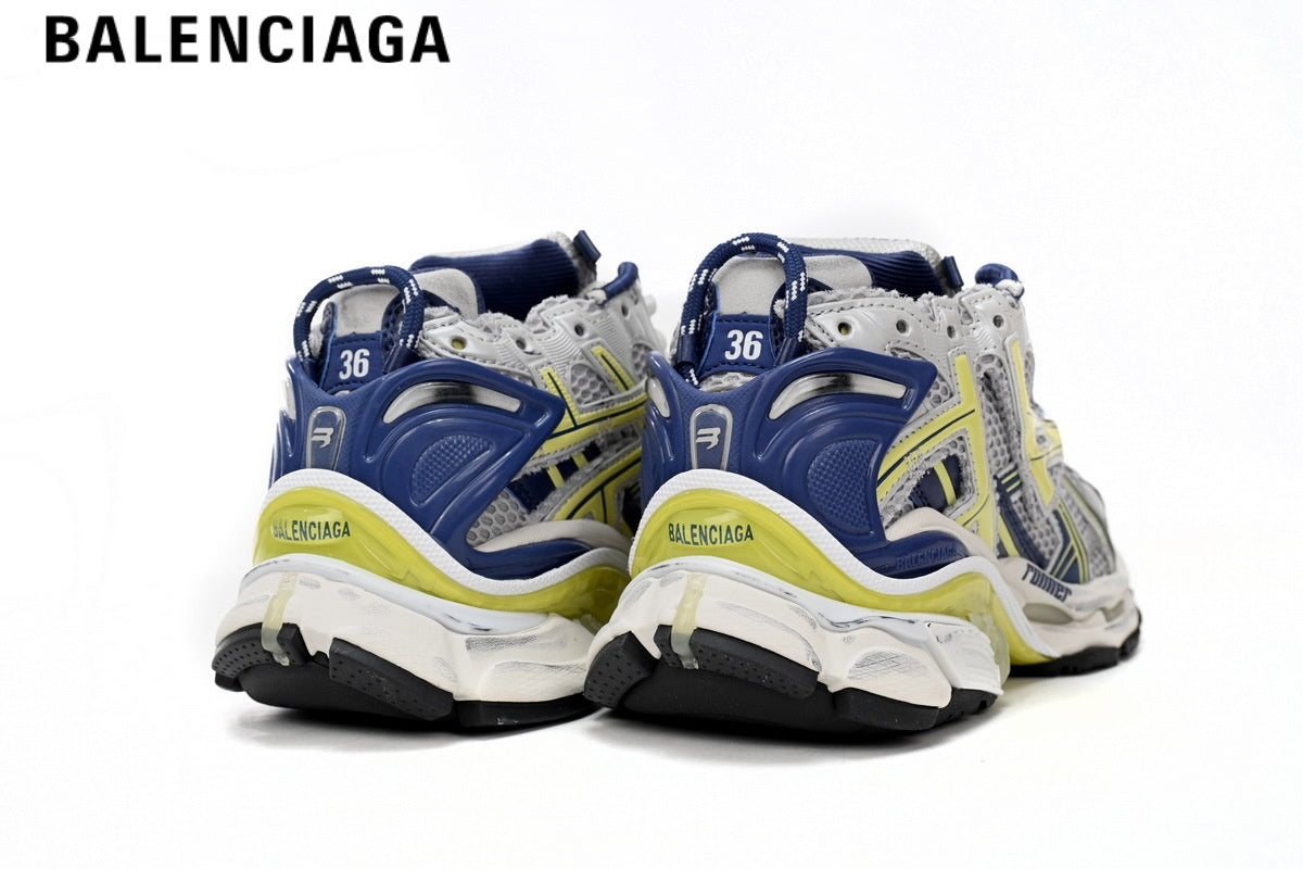 Balenciaga Runner men's shoes  women sneakers ¡ª White, Blue & Yellow