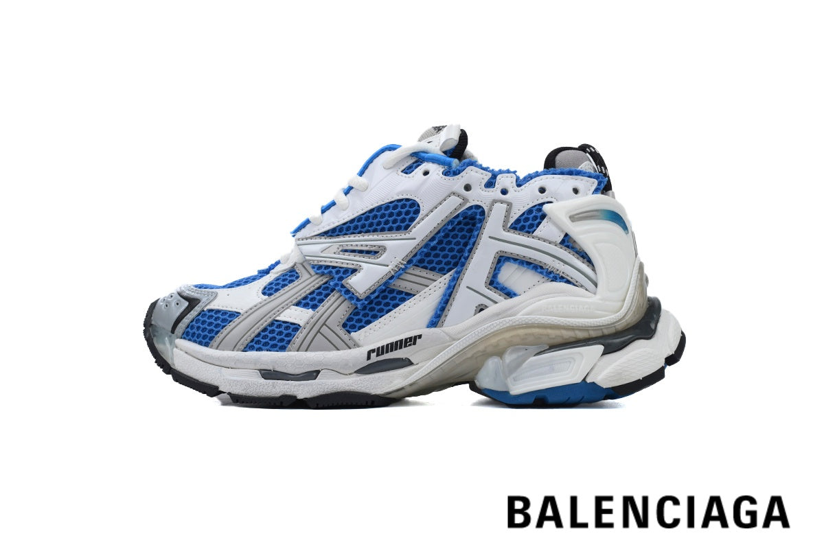 Balenciaga Runner men's shoes  women sneakers ¨C White & Blue
