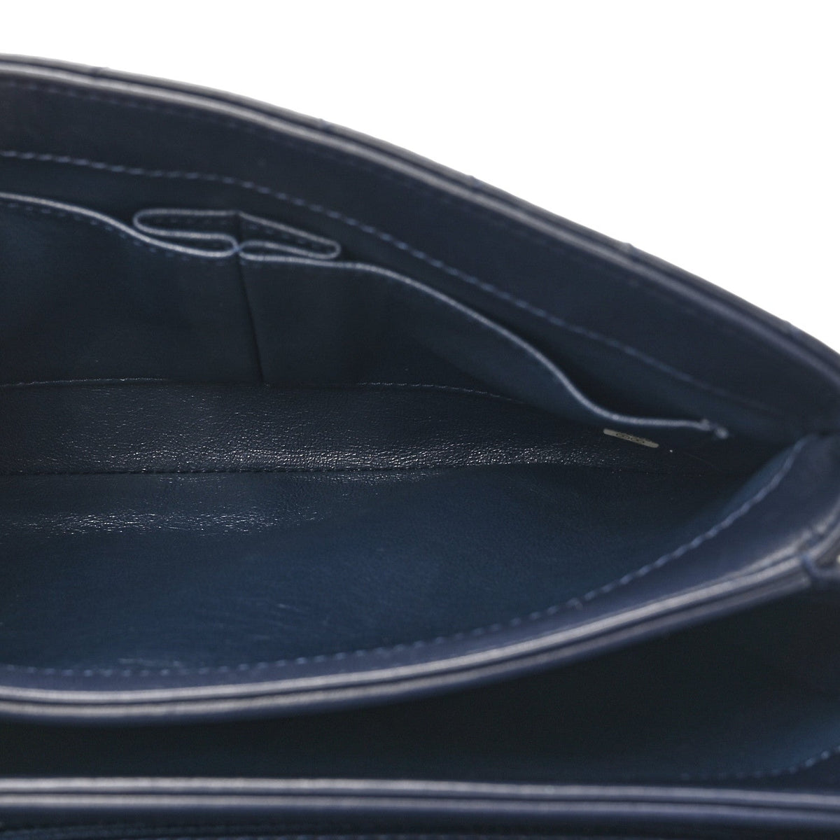 Lambskin Chevron Quilted Small Trendy CC Flap Dual Handle Bag Navy