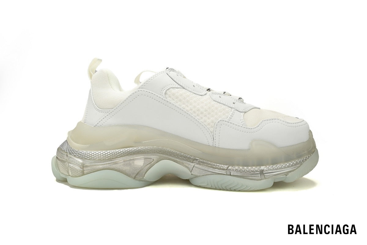 Balenciaga Triple S men's shoes  women sneakers ¨C White & Clear Sole