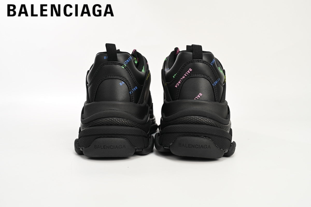 Balenciaga Triple S men's shoes  women sneakers ¡ª Black Multicolor Logo