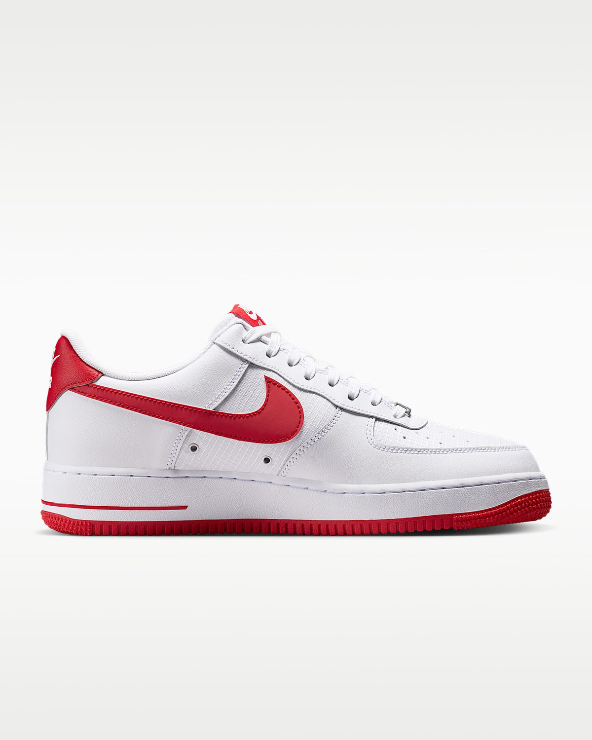 Nike Air Force 1 '07 White Red Swoosh Red Outsole Sneakers mens low top shoes