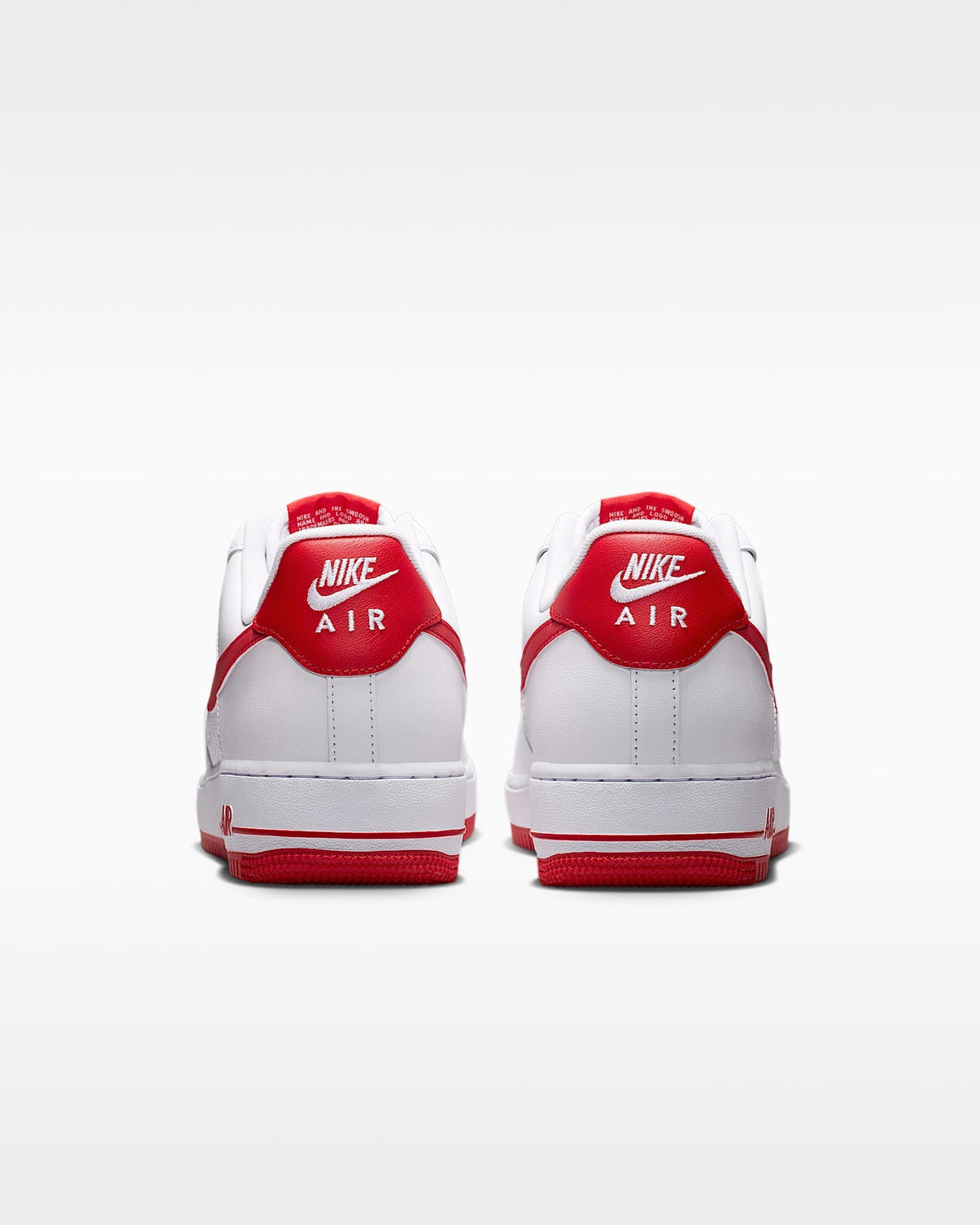 Nike Air Force 1 '07 White Red Swoosh Red Outsole Sneakers mens low top shoes