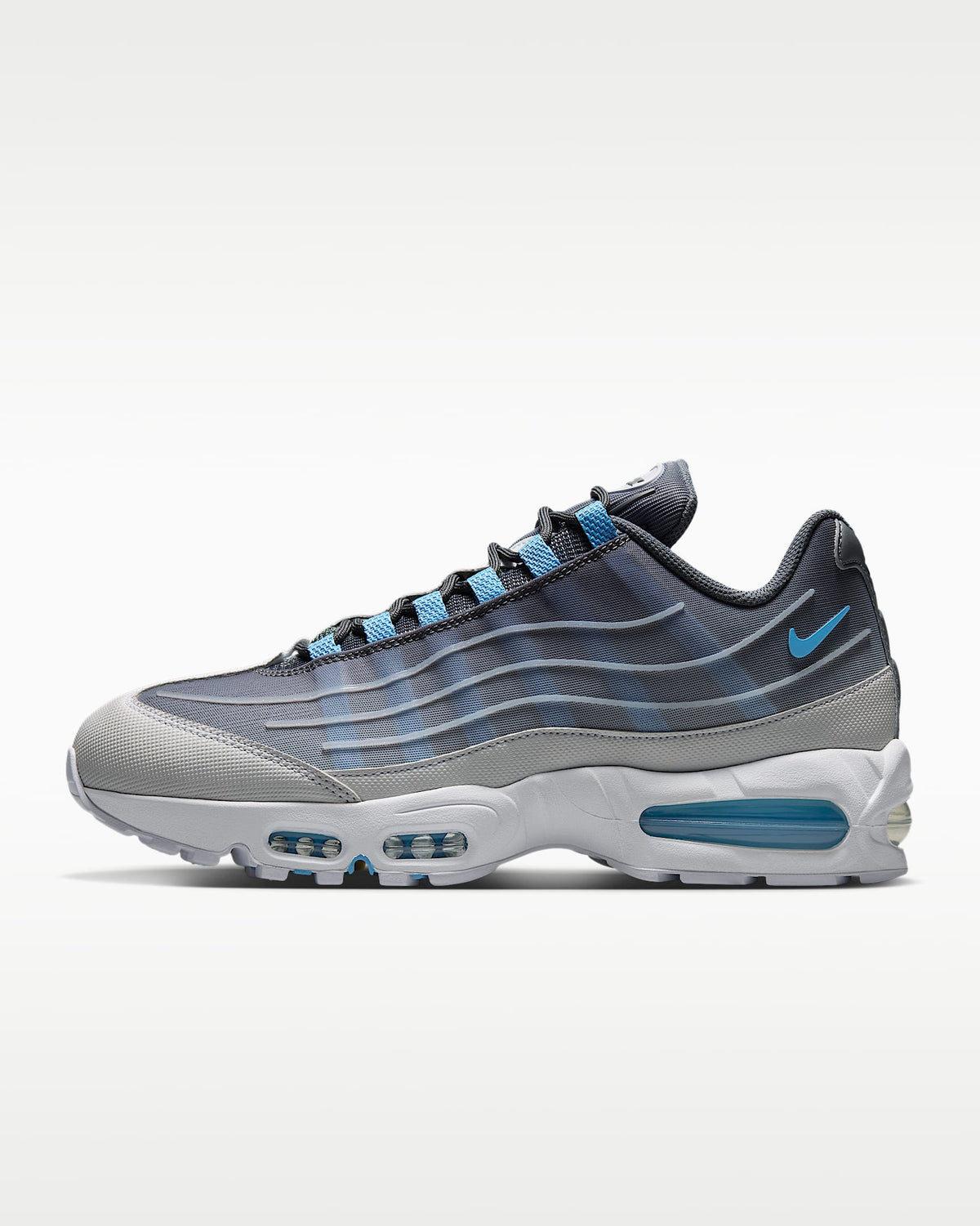 Nike Air Max 95 ¨C Grey / Sky Blue Mesh Athletic Sneakers