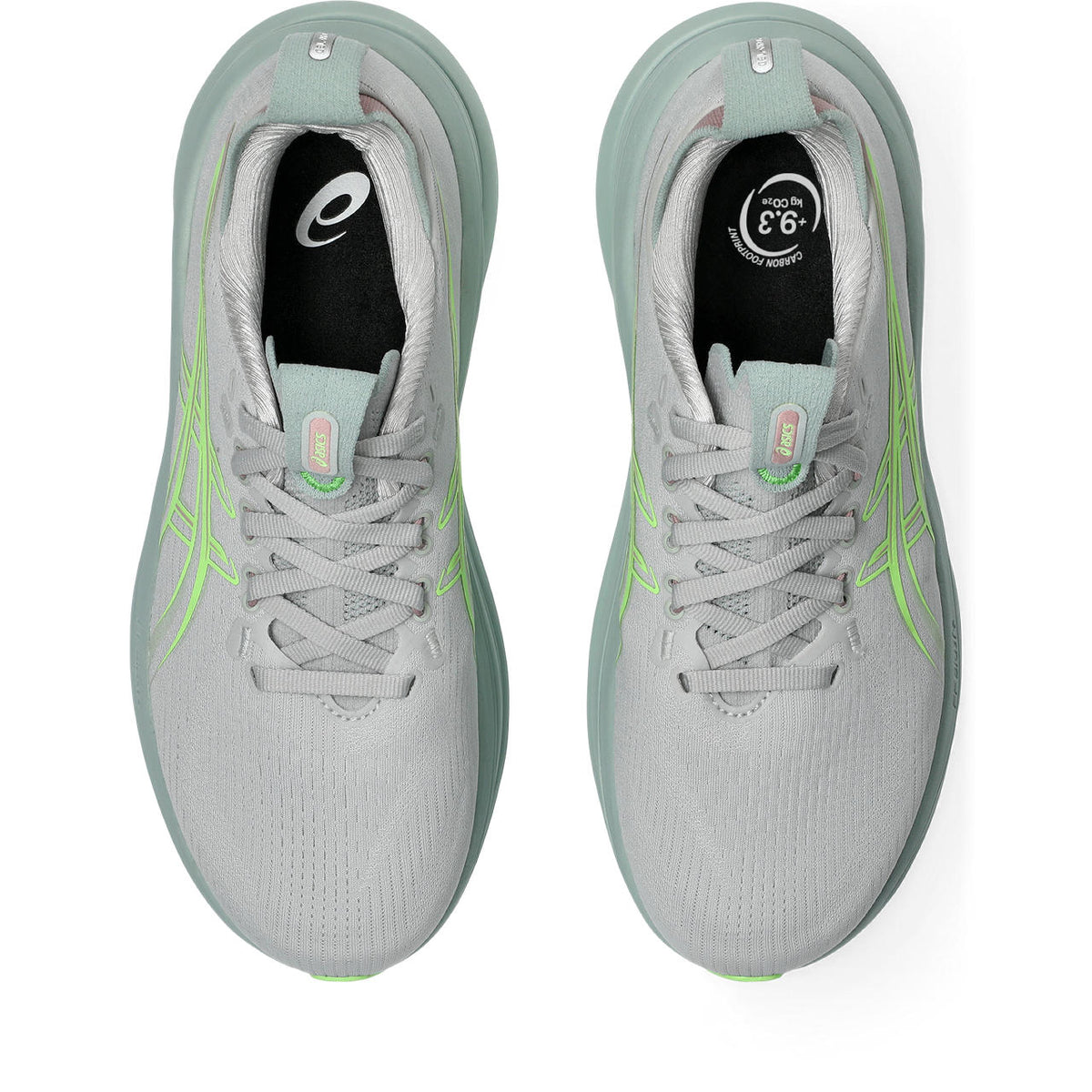 Asics womens shoes  neutral running shoes mens  sneakers Gel-Nimbus 27 Light Gray / Lime Green / Mint