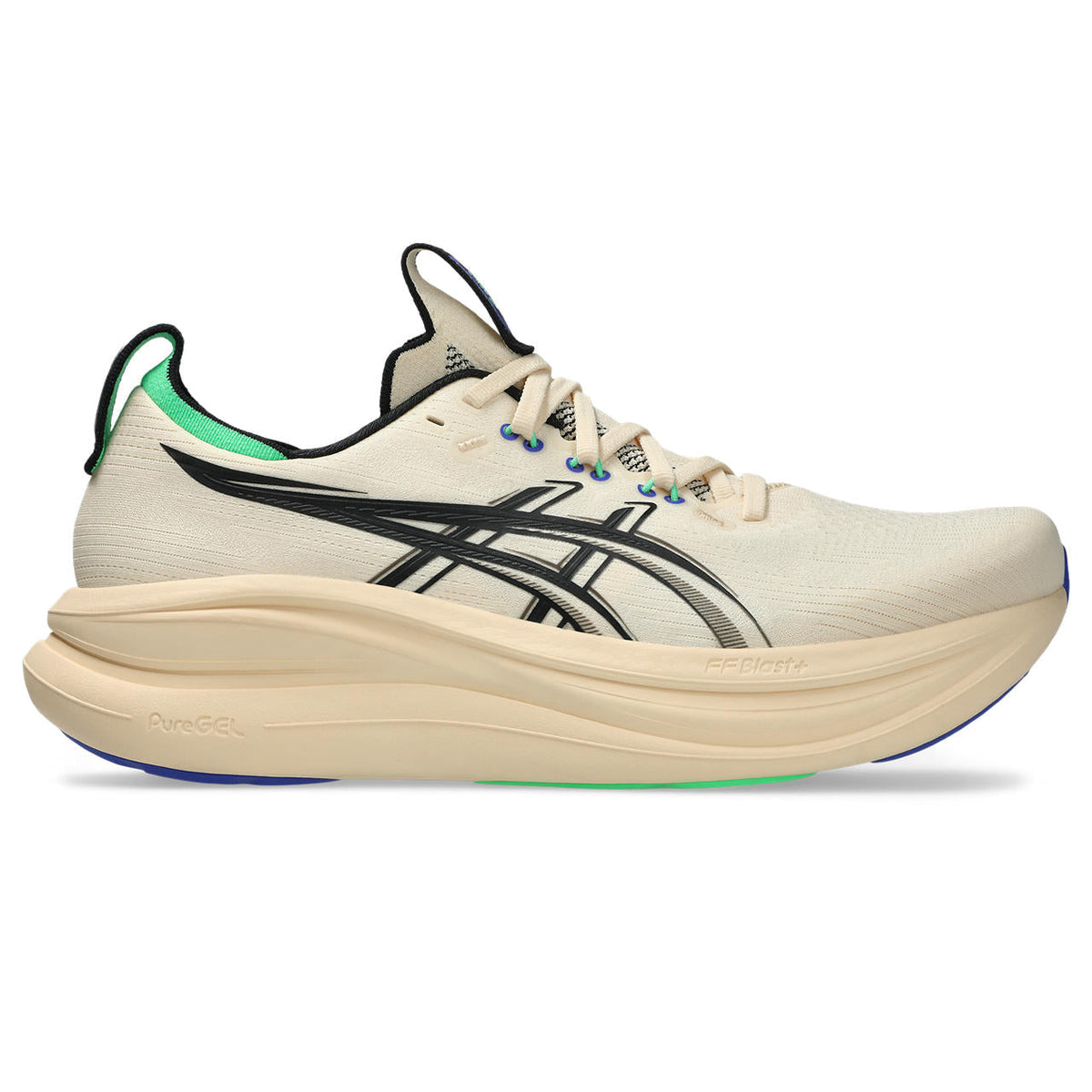 Asics womens shoes  neutral running shoes mens  sneakers Gel-Nimbus 28 ¨C Cream/Black/Green Running Shoe