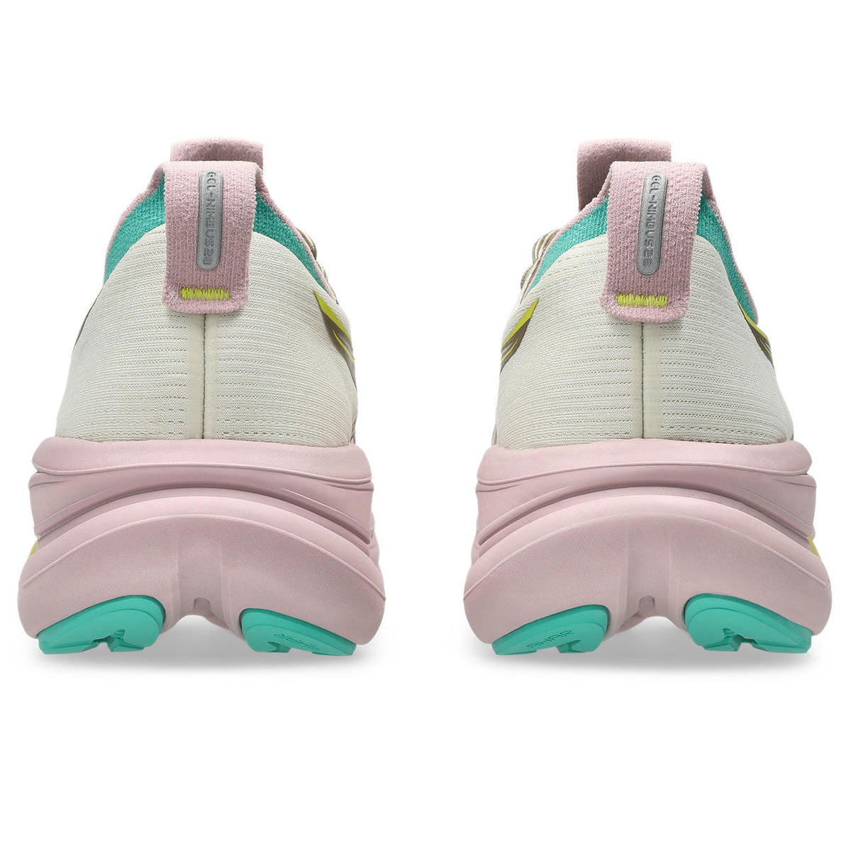 Asics womens shoes  neutral running shoes mens  sneakers Gel-Nimbus Off-White / Pink / Brown / Lime