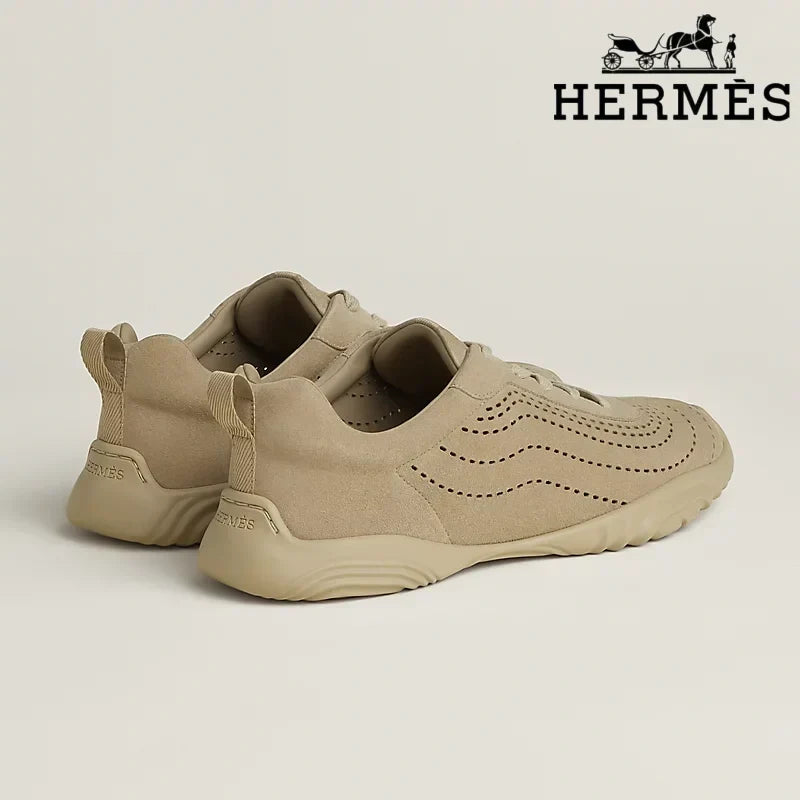 Herm¨¨s Black Perforated Leather Sneakers