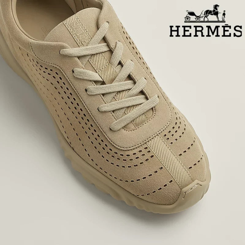 Herm¨¨s Black Perforated Leather Sneakers
