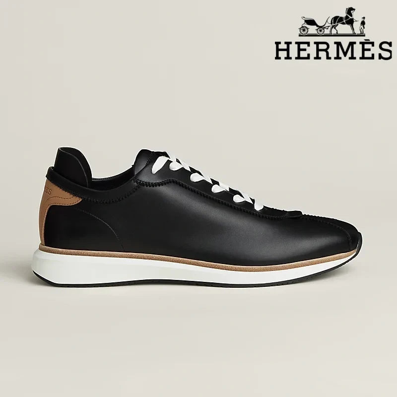 Herm¨¨s Black Leather Low Top Sneakers