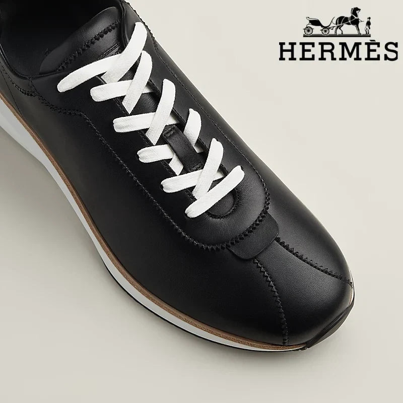 Herm¨¨s Black Leather Low Top Sneakers
