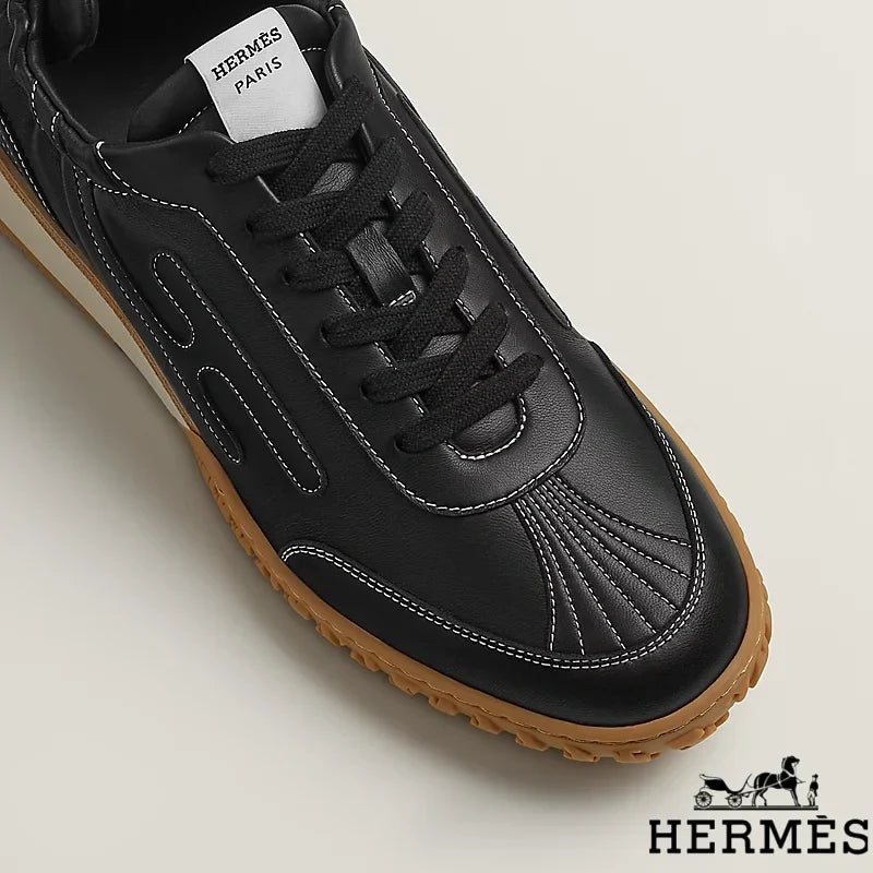 Herm¨¨s Black Leather Stitched Sneakers