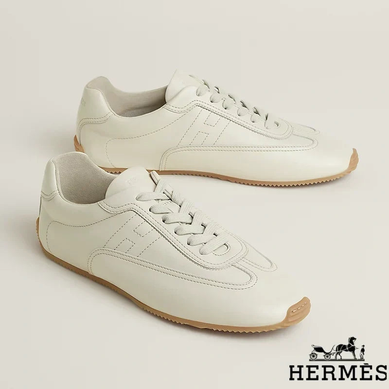 Herm¨¨s Off-White Leather Stitched Sneakers