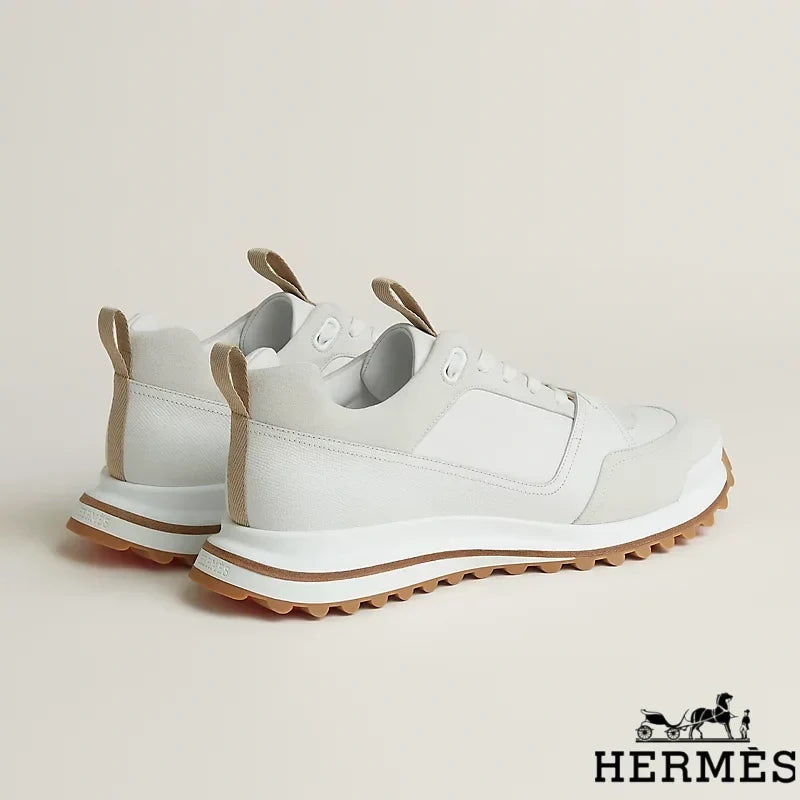 Herm¨¨s womens shoes men sneaker  White Mixed Material Hiking Sneakers