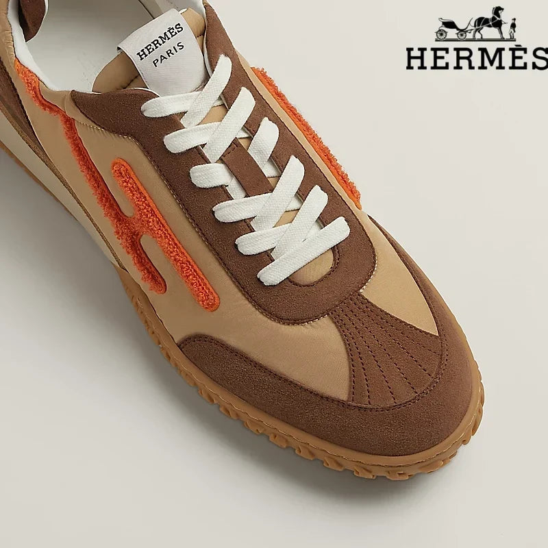 Herm¨¨s Brown, Beige and Orange H-Logo Sneakers