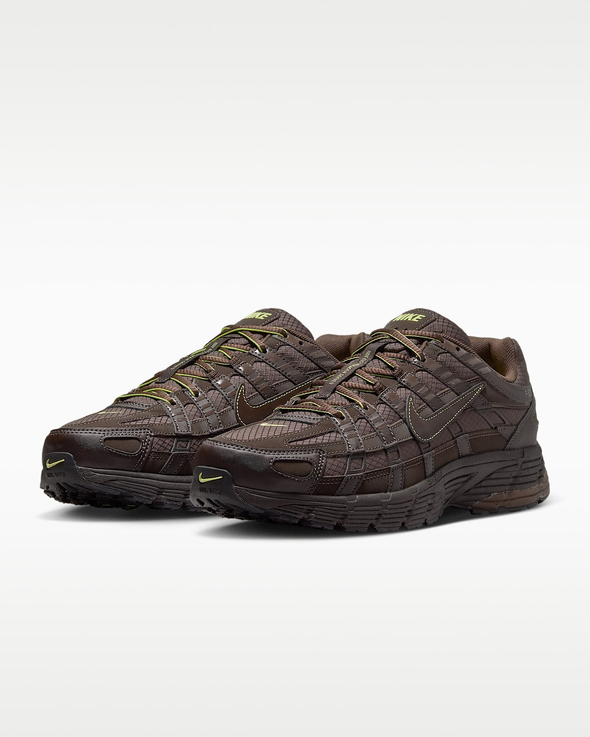 Nike P-6000 ¨C Dark Brown / Yellow Mesh Athletic Sneakers