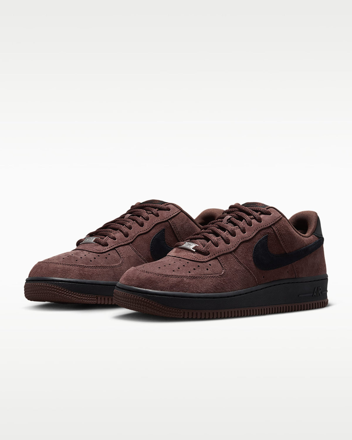 Nike Air Force 1 '07 Burgundy Suede Black Swoosh Sneakers mens low top shoes
