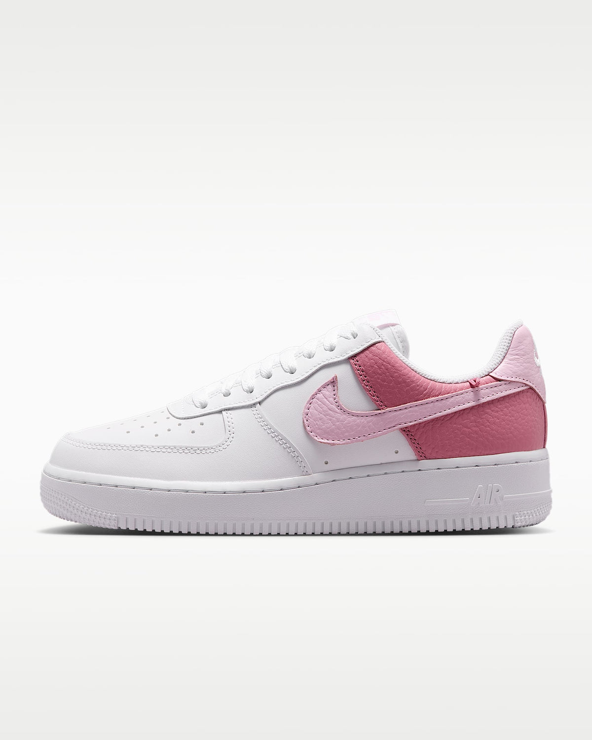 nike mens low top shoes Air Force 1 '07 White Two-Tone Pink Color-Block Sneakers
