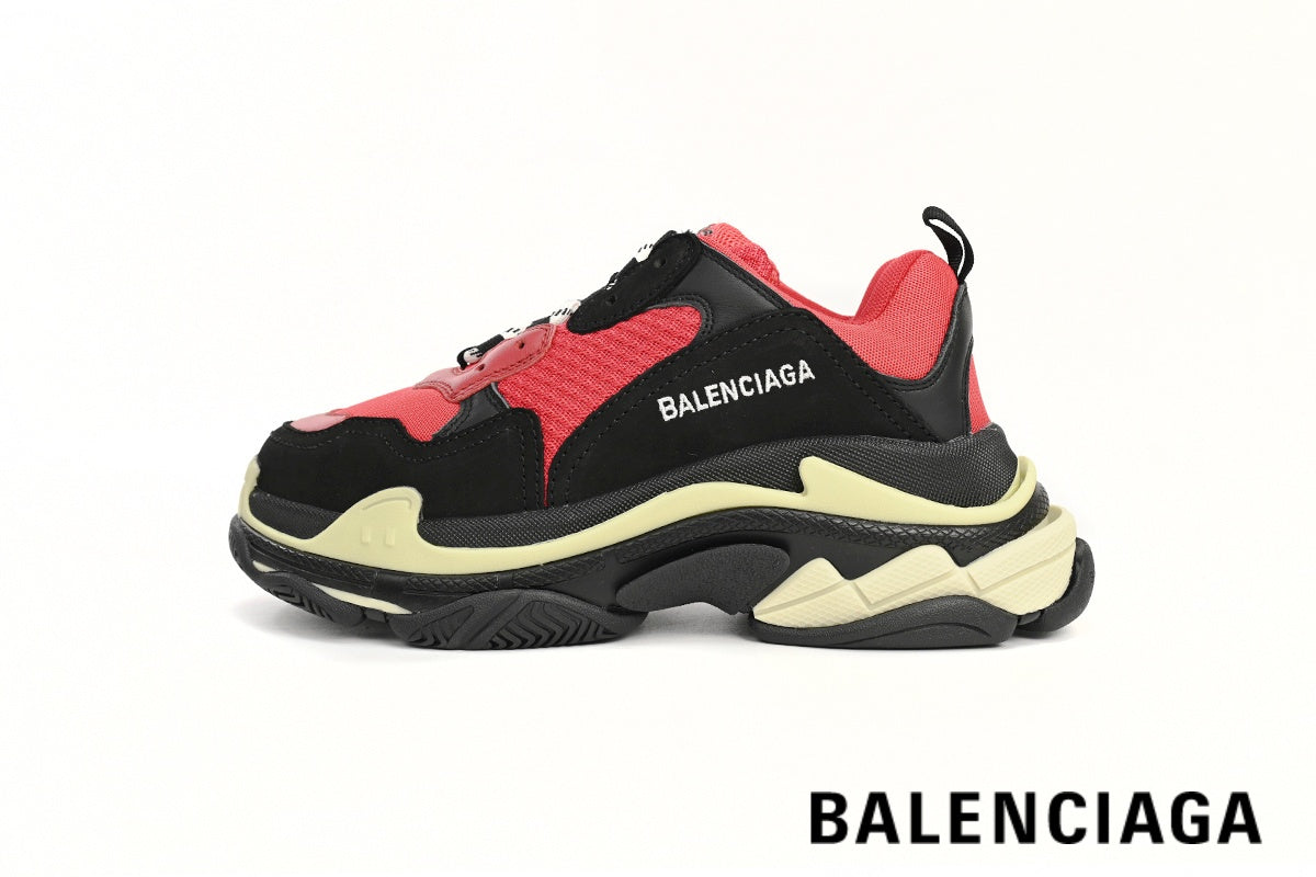 Balenciaga Triple S men's shoes  women sneakers¨C Black & Red