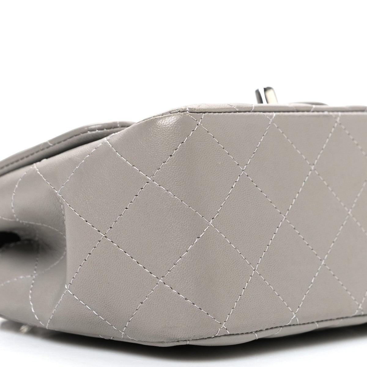 Lambskin Quilted Mini Square Flap Grey