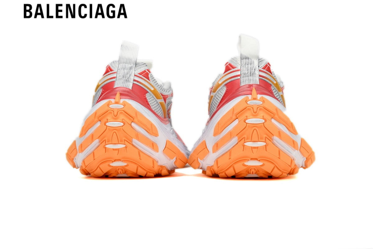 Balenciaga Cargo men's shoes  women sneakers¡ª White Mesh, Red & Orange Synthetic Overlays