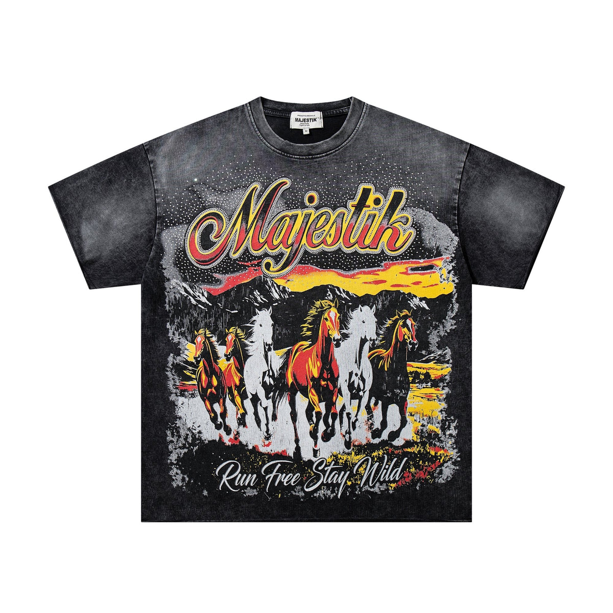 MAJESTIK Rhinestone Distressed Graphic T-Shirt ¡ª hero