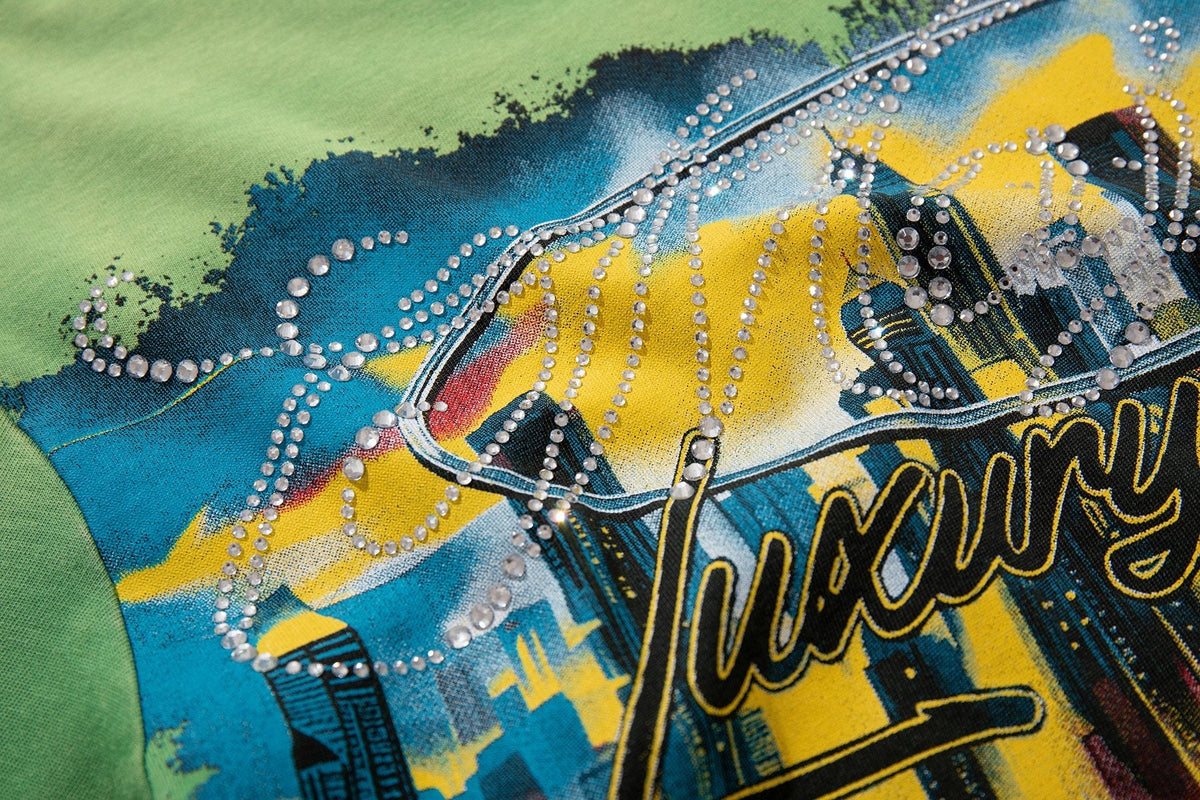 MAJESTIK Green Distressed Tour Graphic T-Shirt ¡ª detail
