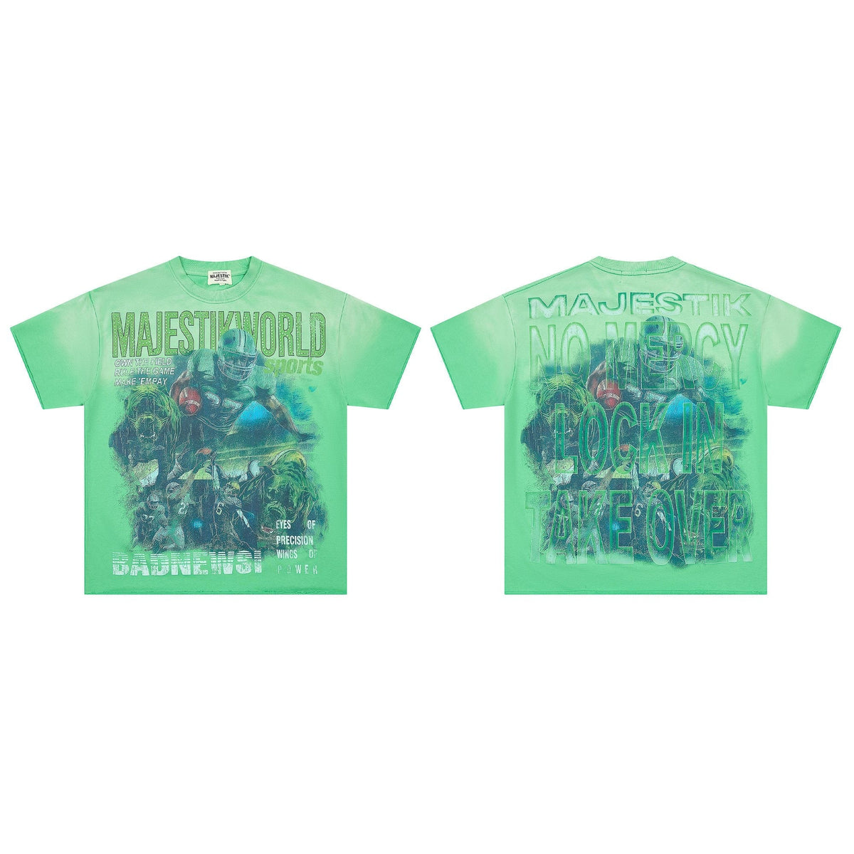 MAJESTIK Green Football Graphic T-Shirt ¡ª hero