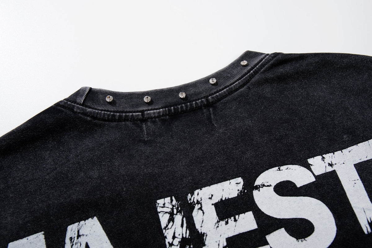 MAJESTIK Washed Black Studded Sleeveless T-Shirt ¡ª detail