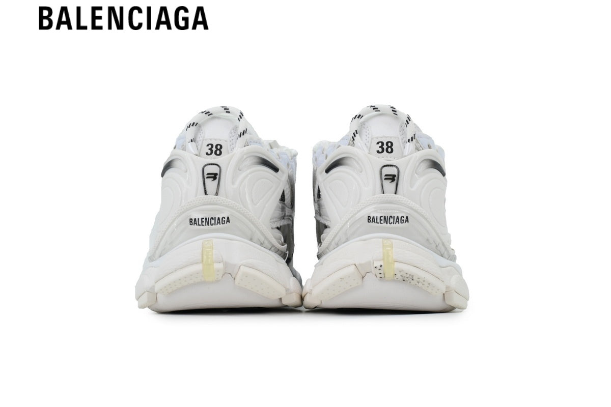 Balenciaga Runner men's shoes  women sneakers ¡ª White Mesh & Gradient Black Synthetic Overlays