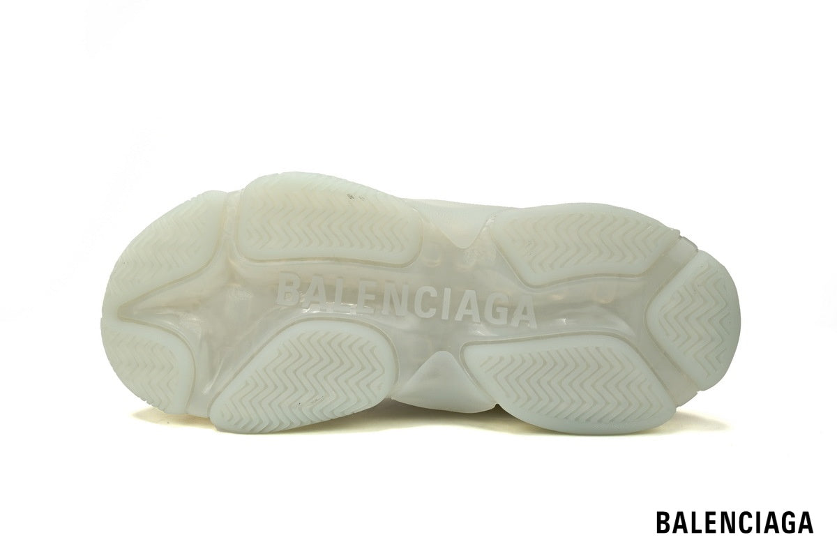 Balenciaga Triple S men's shoes  women sneakers ¨C White & Clear Sole