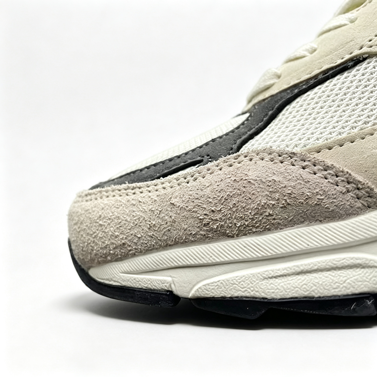 JJJJound x New Balance 990v3 Moonbeam Women's & Men's Cream Black Retro Sneakers
