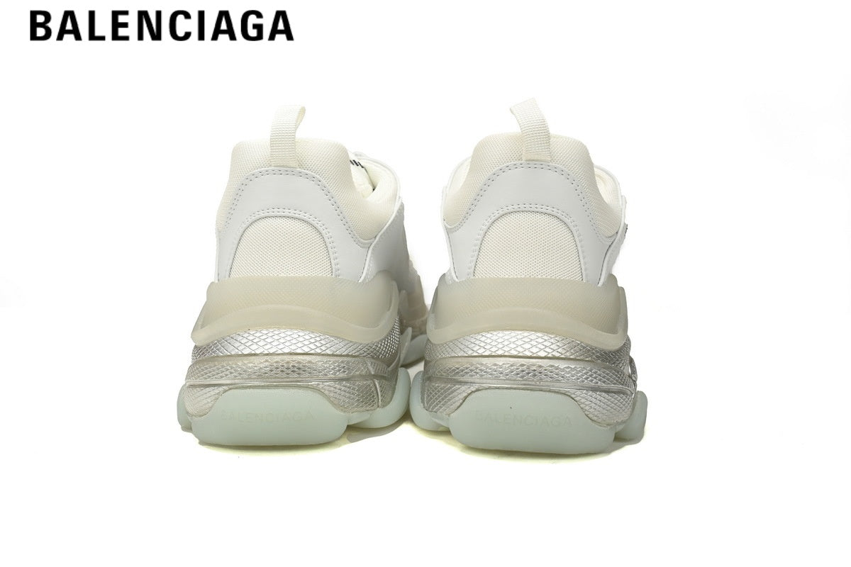 Balenciaga Triple S men's shoes  women sneakers ¡ª White, Clear Sole