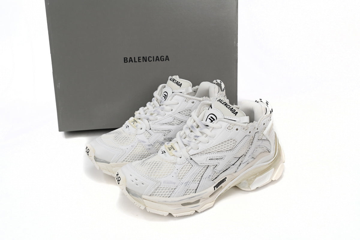 Balenciaga men's shoes Track  Runner Sneaker ¨C Distressed Low-Top   balenciaga runners  White