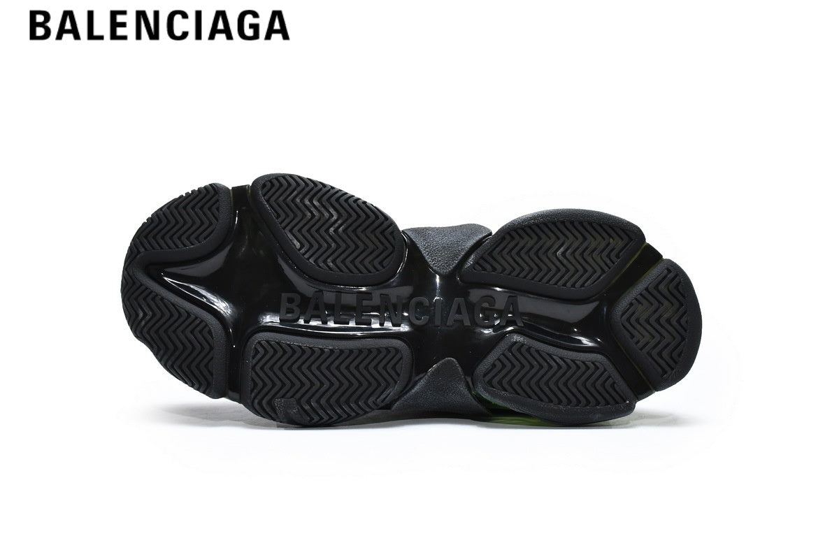 Balenciaga Triple S men's shoes  women sneakers ¡ª Black & Green, Clear Sole