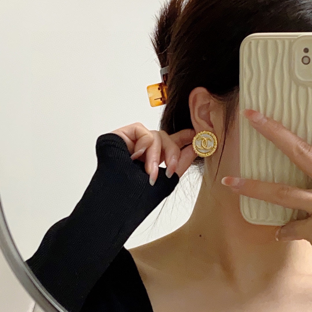 Chanel Crystal 18K Gold Earrings
