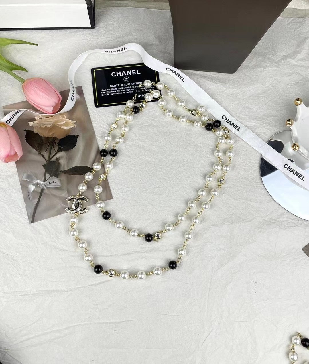 Chanel 23S Long Pearls 18K Gold Necklace
