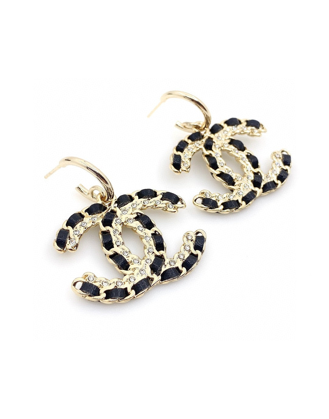 Chanel Leather 18K Gold Earrings