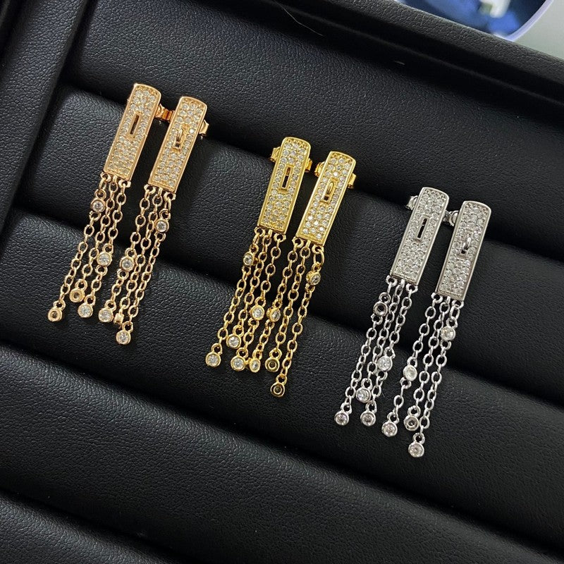 Hermes Kelly Gavroche Full Diamond 18K Gold Earrings