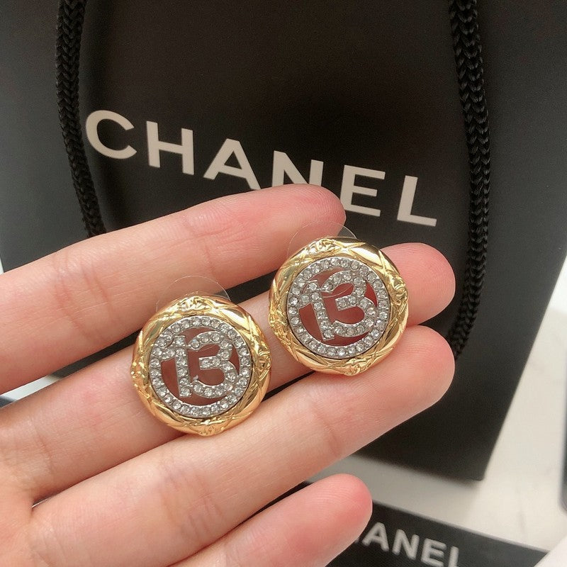 Chanel No.13 Diamond 18K Gold Earrings