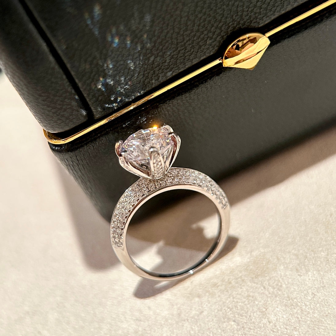 Tiffany Pave Tiffany Setting Engagement 18K Gold Ring