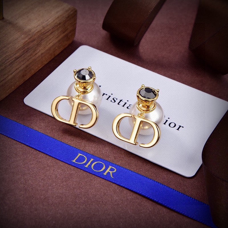 Dior Tribales Black Crystal 18K Gold Earrings