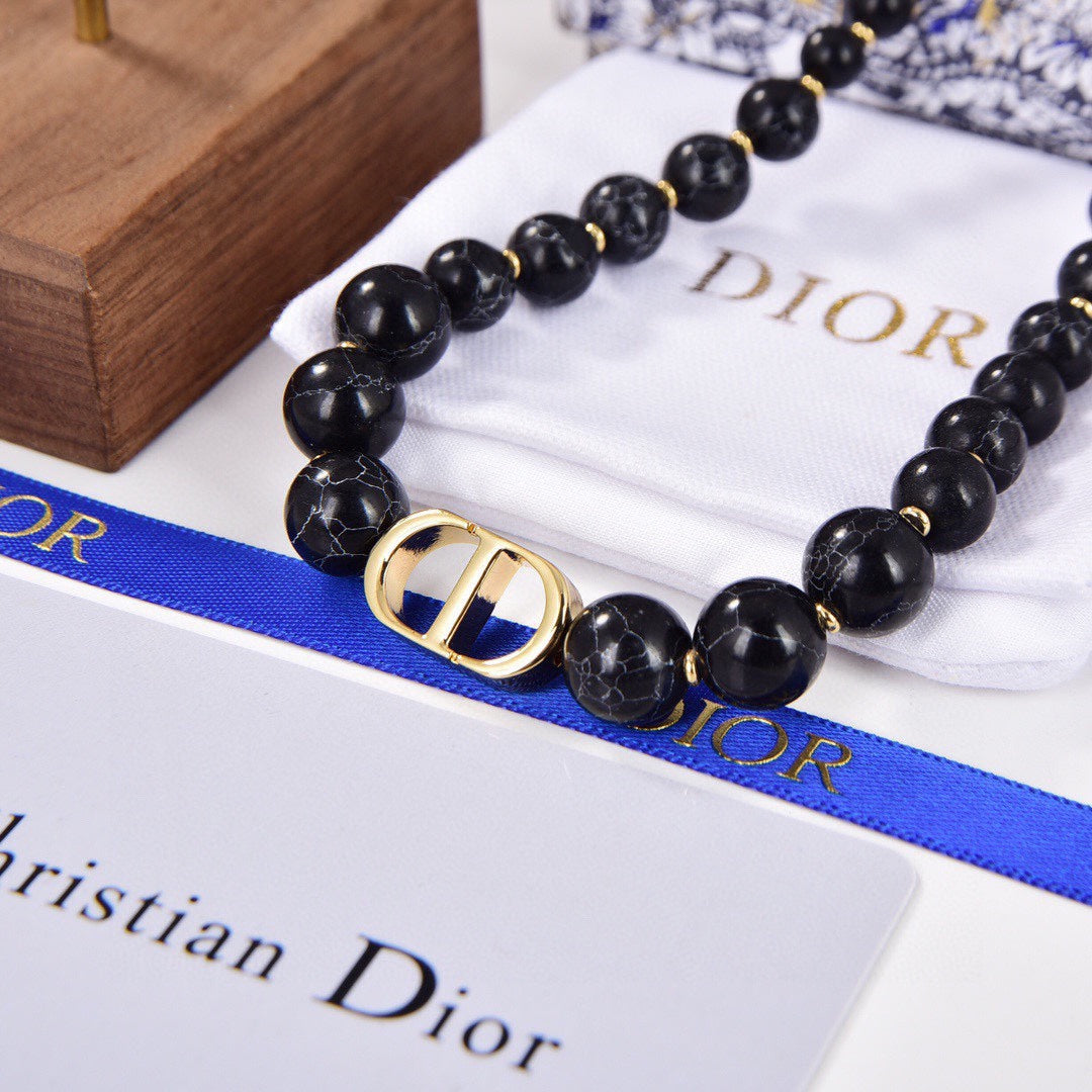 Dior 30 Montaigne Choker Black Pearls 18K Gold Necklace