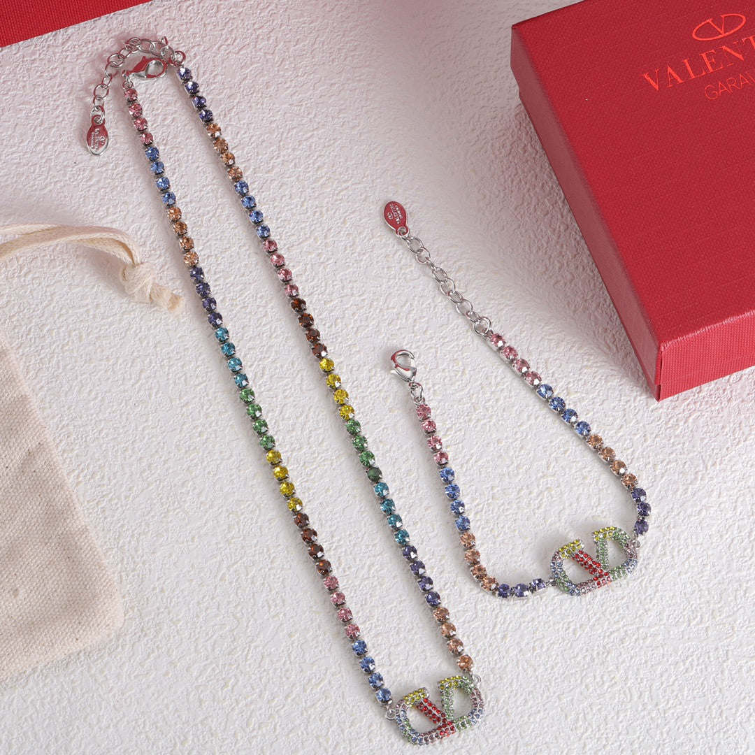 Valentino Multi-Color Crystals 18K Gold Necklace