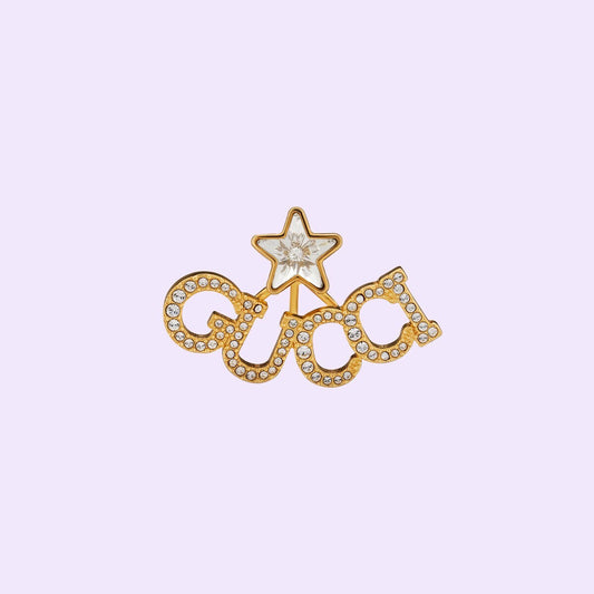 Gucci Double Script Star 18K Gold Earrings