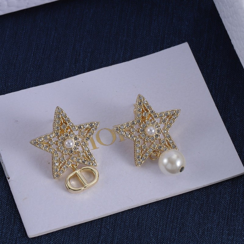 Dior Star Diamond 18K Gold Earrings