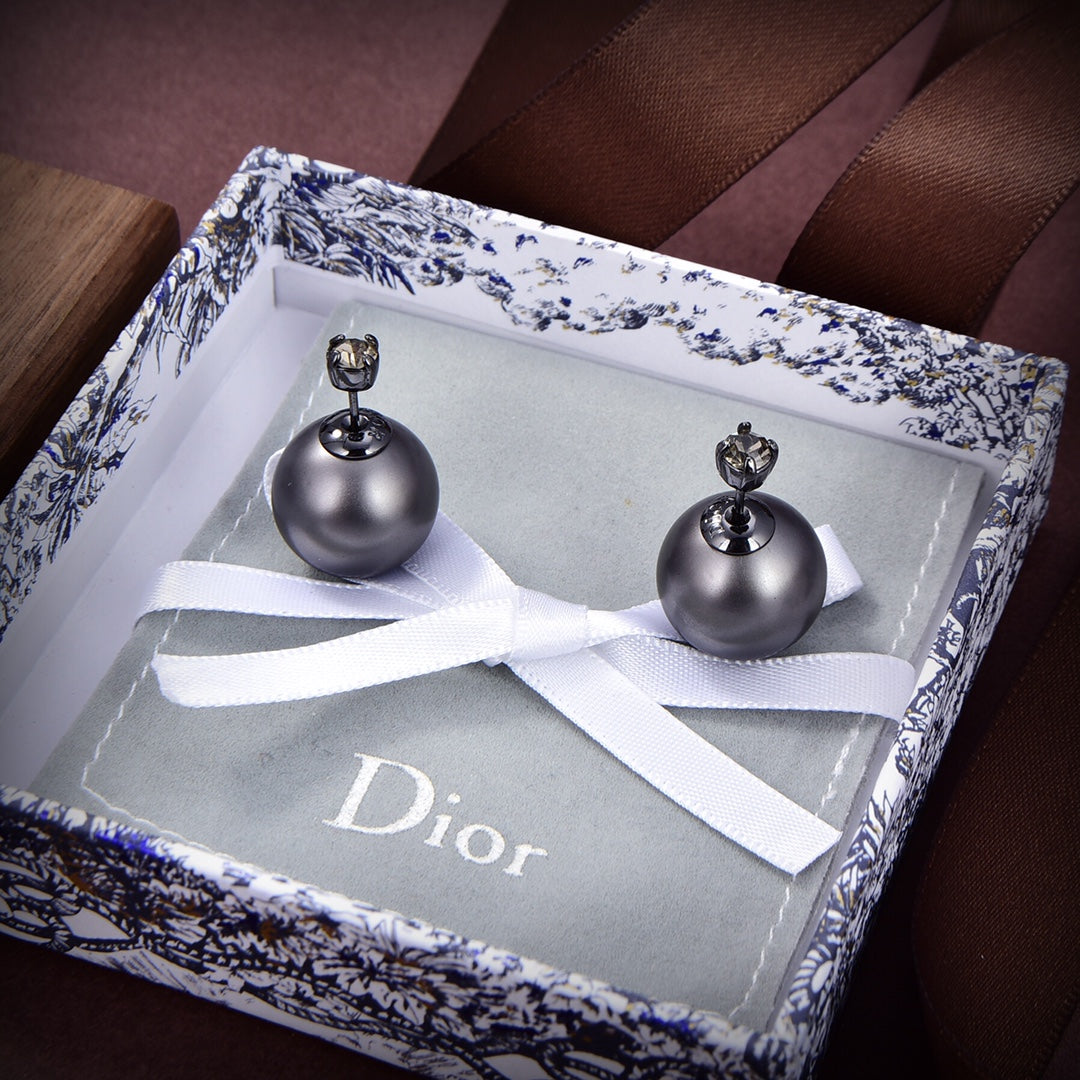 Dior Tribales Black Resin Pearls 18K Gold Earrings
