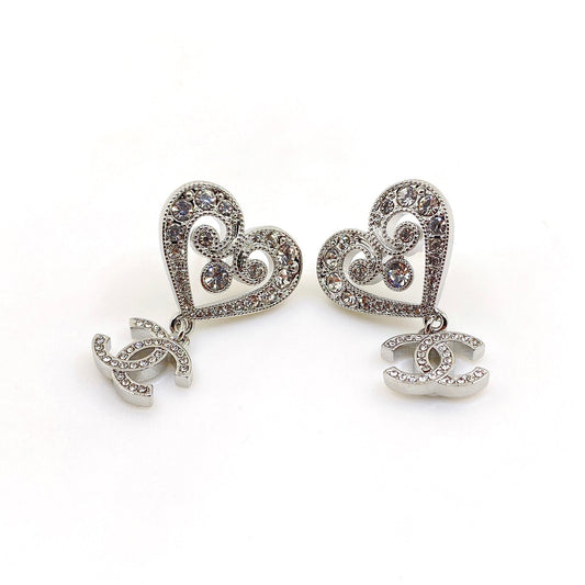 Chanel Heart Diamond 18K Gold Earrings