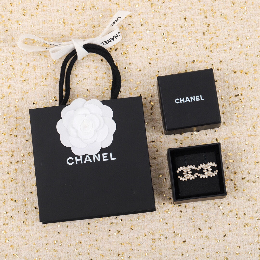 Chanel Crystal 18K Gold Earrings