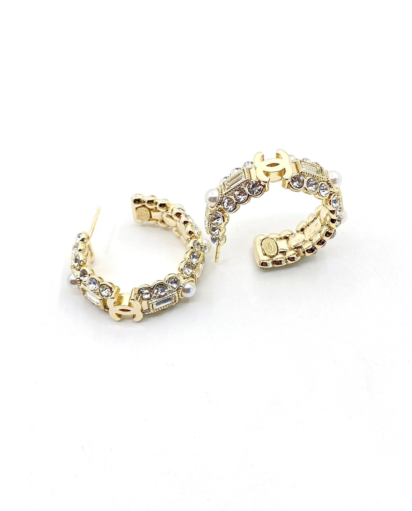 Chanel Crystals Circle 18K Gold Earrings